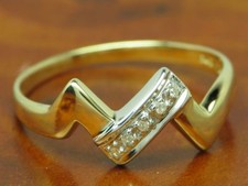 14kt 585 Oro Giallo Anello con Diamante Ricoperto / 1,9g / Rg 57