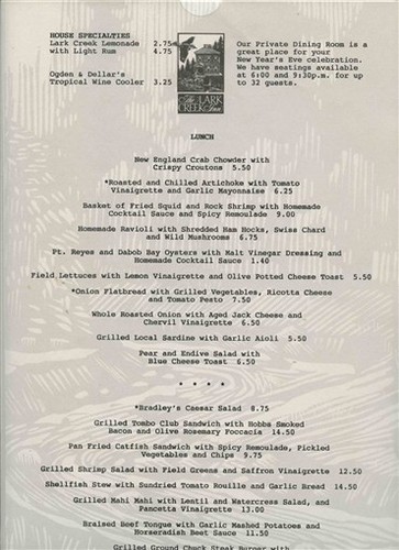 The lark creek inn menu - lark,