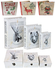 Hoff Interieur Decorazione Vero Legno Libro Scatola Bauli Casse per Lodge Jingel