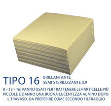 Cartoni Filtranti 25 pezzi TIPO 16 20x20 filtri vino e pompa Rover COLOMBO puliz