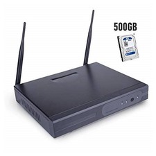 DVR NVR 4 CANALI WIRELESS WIFI ONVIF CLOUD VIDEOREGISTRATORE + HARD DISK 500GB