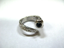 ANELLO ARTIGIANALE CHIODO CABOSCHON ZAFFIRO IN ARGENTO 925 EFFETTO ORO BIANCO