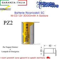 2 Batterie Ricaricabile SC NI-CD 1,2V 2000mAh A Saldare