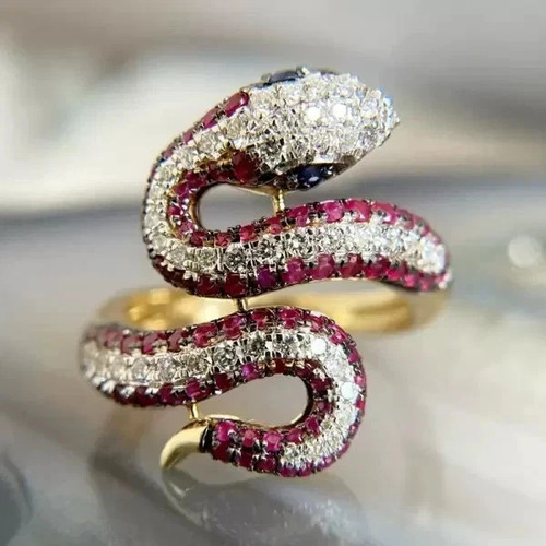 Anello serpente diserbo rubino - anello,