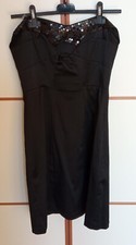 Abito vestito tubino stretto donna Motivi nero lucido elegante paillettes usato