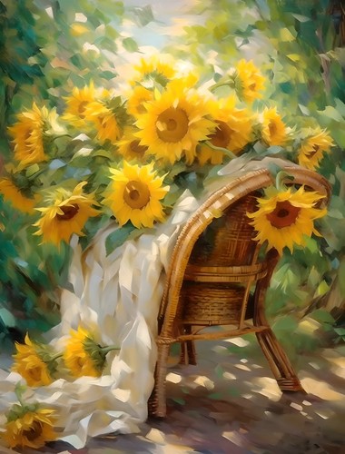 Opera arte moderna girasole - d'arte,