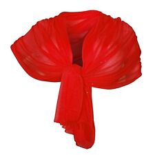 Tinta Unita Glitter SCIARPA Scialle Foulard Donna Coprispalle Cerimonia Rosso