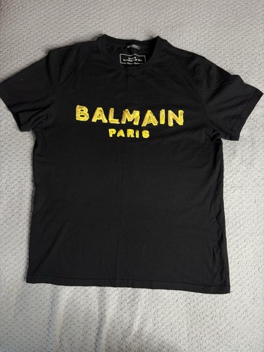 Shirt balmain nera con logo - t-shirt,