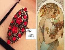 ANELLO LIBERTY-ART DECO' '20s cm3,3 RUBINI-GRANATI LEGA ARGENTO-ORO:ANTICO,BELLO