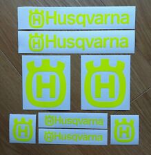 KIT 8 ADESIVI ADESIVO HUSQVARNA GIALLO FLUO PRESPAZIATI - QUALITA' TOP