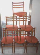 LOTTO : 6 Sedie Tinello faggio (Noce Chiaro)-fondi stoffa da ritappezzare.  URDE