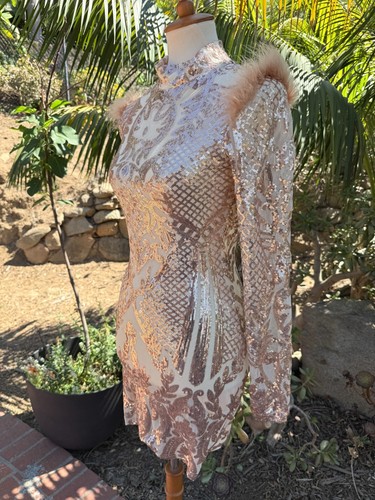 Abito piuma con paillettes - piuma,