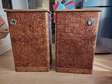 Antica Austria coppia comodini art deco occhio di uccellino acero cassettiere tavoli comodini