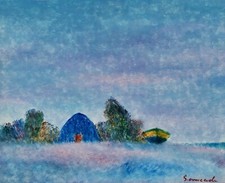 GIOVANNI OMICCIOLI 33x40 olio su cartone - provenienza galleria la seggiola