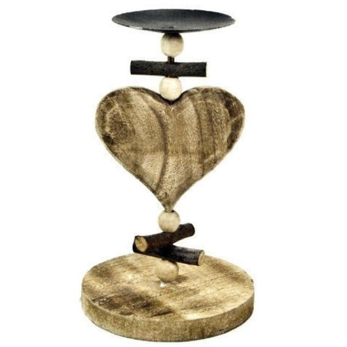 Portacandele cuore legno - portacandele,