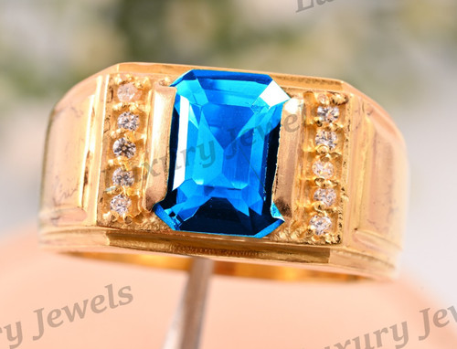 Anello uomo topazio blu