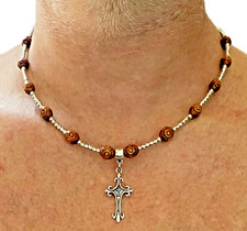 Collana con croce rosario - , da