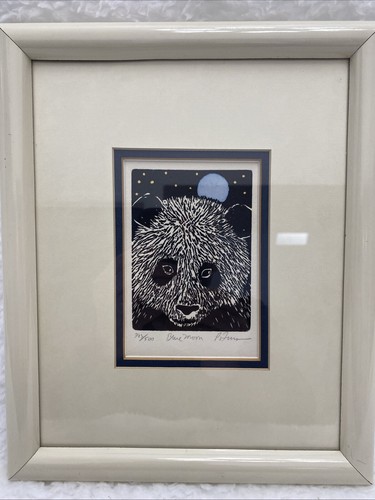 Illustrazione panda luna blu - illustrazione, e