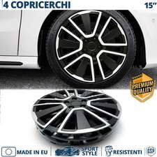 4 Copricerchi per Skoda Scala 15'' Coppette con 15 Razze Silver Nere MADE EU