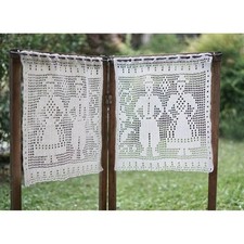 COPPIA TENDINE REALIZZATE A MANO AD UNCINETTO 43x49 cm