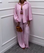 Completo cordinato Set camicia pantalone palazzo E Crop Top