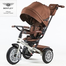 BENTLEY Continental Passeggino Triciclo Satinato Bianco Marrone Passeggino Buggy Triciclo