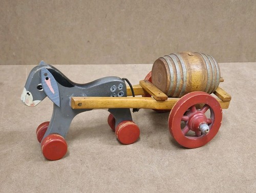 Vintage painted wooden donkey - painted,