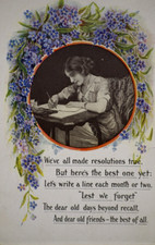 Postcard Woman Writing Lest We Forget Friendship Friend Resolutions Bamforth