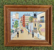 PEINTURE HULE SUR TOILE HST LA MAISON DU POULBOT UTRILLO MONTMARTRE SIGNE RUIZ