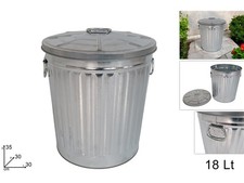 Bidone Pattumiera in Metallo Zincato con Coperchio 18 Litri