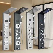 Pannello doccia a LED Colonna doccia in acciaio inossidabile nero con soffione