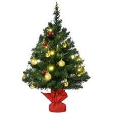 HOMCOM Piccolo Albero di Natale 60cm con 15 Luci a LED e Decorazioni