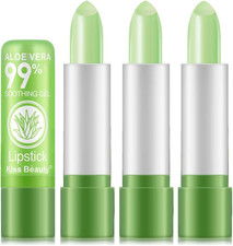 3 Pz Aloe Vera Rossetto Che Cambia Colore,Balsamo Labbra Idratante Nutriente a L