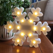 Lampada Luce Notturna LED Fiocco di Neve Forma Bambini a Batteria 25 cm Natale 2 Pk