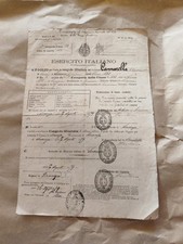 Foglio Congedo Illimitato Regio Esercito Italiano 1879 No Elmetto 