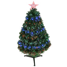 HOMCOM Albero di Natale Artificiale Alto 90cm in PVC 90 Luci LED e Fibre Ottiche