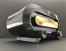 Radio d'epoca Zenith in bachelite con console - modello H511Y "Racetrack" noce marrone