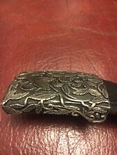 UGO CACCIATORI-Cintura Leaves Buckle Belt-Fibbia a Foglie in Argento Massiccio.