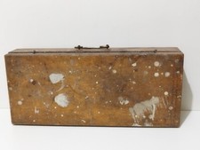 ANTICA VALIGIA IN LEGNO CON ATTREZZI PER CARTA DA PARATI ANNI 1920-30 – RARA