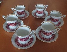 ANTICO SERVIZIO CAFFE' PORCELLANA BAVARIA MARCA  RHEINPFALZ  6 PZ