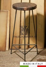 Sgabello Industriale in Legno e Ferro - Stile Vintage per Soggiorno, Pub e Bar
