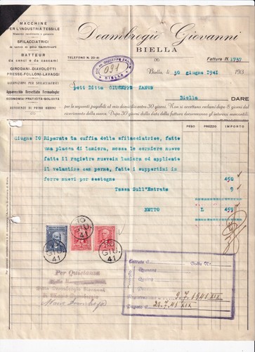 Fattura biella deambrogio - fattura,