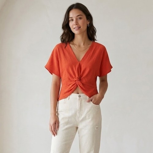 Top cropped zara annodato - top,