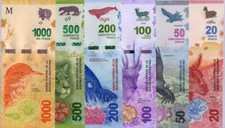 Argentina Set 6 Pezzi 20 50 100 200 500 1000 Pesos Anno Misto/Prefix P 361-366 UNC