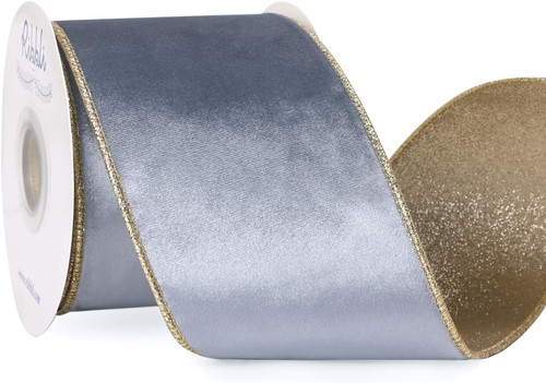Nastro velluto blu polvere - blu,