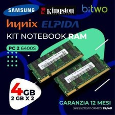 KIT RAM Varie Marche 4 GB  PC2 DDR2 SODIMM notebook portatile 6400S 666 2gb x 2