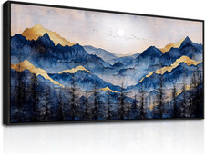 Quadri Moderni Soggiorno Grandi Con Cornice Nero, 60X120 Cm XXL Stampe Da Parete