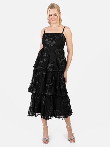 Maya black floral tiered - maya,