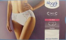 SLOGGI SLIP MUTANDA DONNA PIZZO COTONE - CHIC MIDI - bianco nero Singolo Doppio