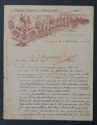 Facture espagne 1915 - facture, saragosa